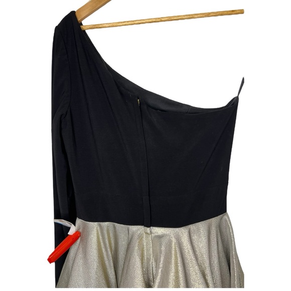 Ieena for Mac Duggal Black Gold One Shoulder A-Line Dress #48929 Size 4 NWT - Picture 5 of 6